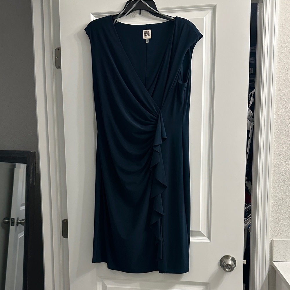 Anne Klein Navy Asymmetrical Dress